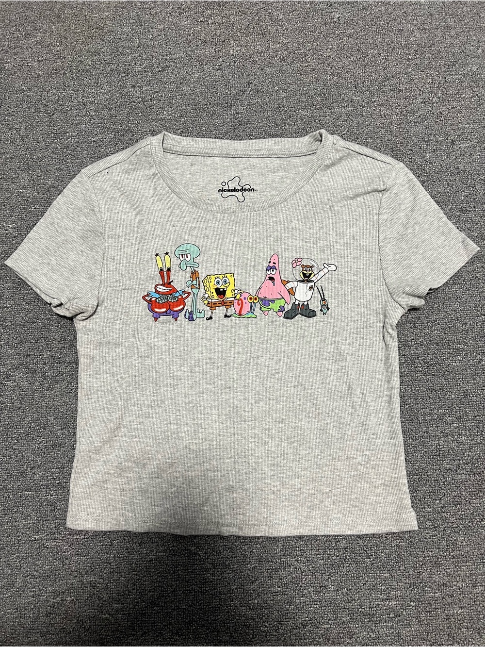 Aeropostale Gray SpongeBob Crop Top Adult L